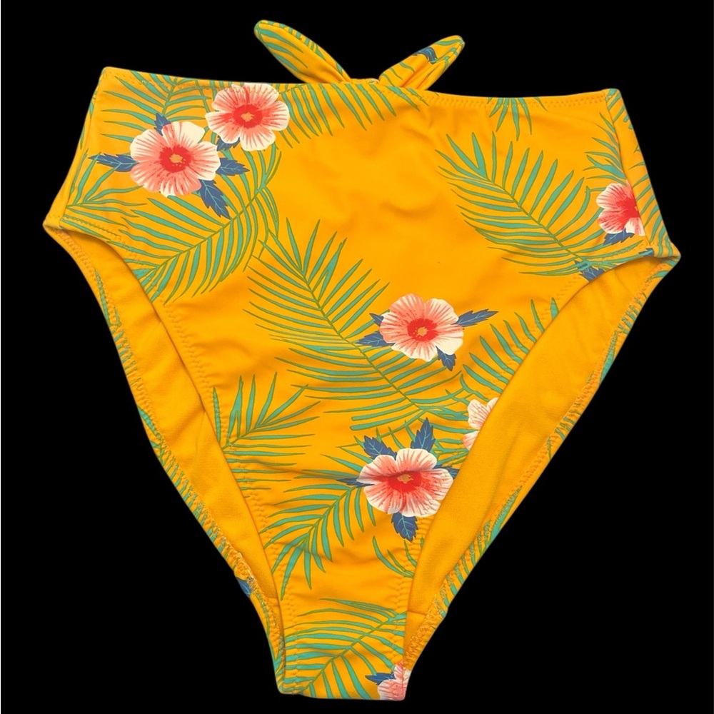 NOBO No Boundaries Floral Swim Bottoms Juniors Medium 7-9 Cut Out Accent Highcut